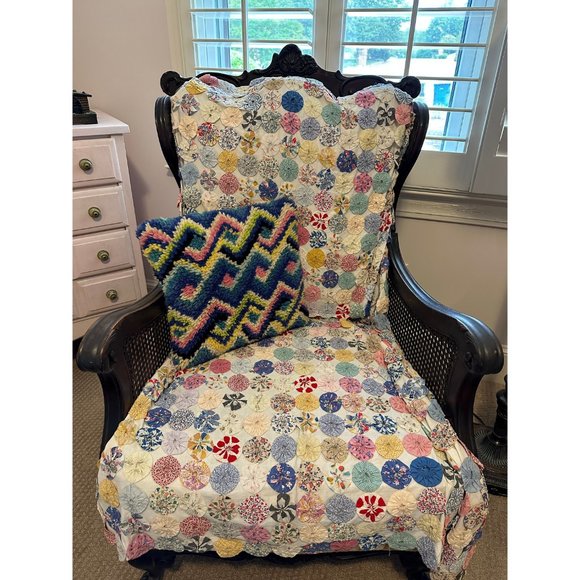 1970s latch hook pillow chevron stripes multicolored Boho chic - Picture 4 of 5